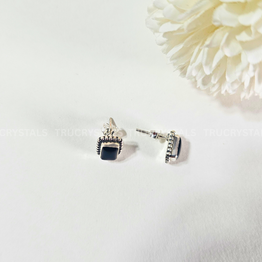 Black Tourmaline Earrings – 925 Sterling Silver