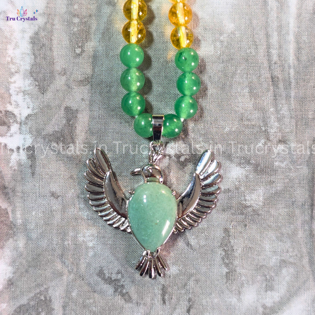 Citrine and Green Aventurine Crystal Necklace
