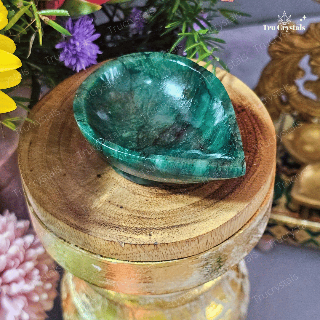 Green Jade Diya - Balance, Prosperity and Harmony