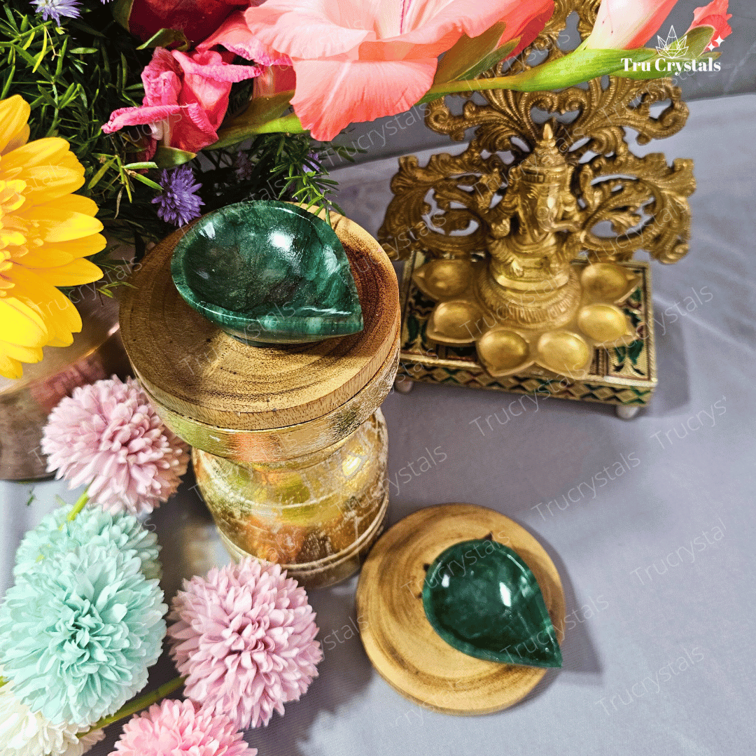Green Jade Diya - Balance, Prosperity and Harmony