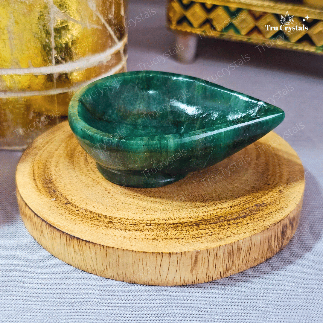 Green Jade Diya - Balance, Prosperity and Harmony