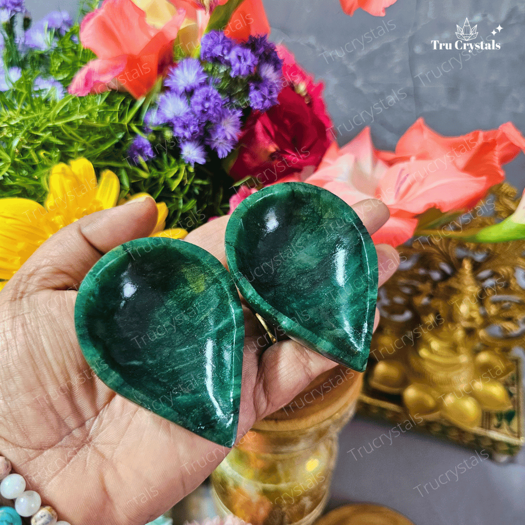 Green Jade Diya - Balance, Prosperity and Harmony