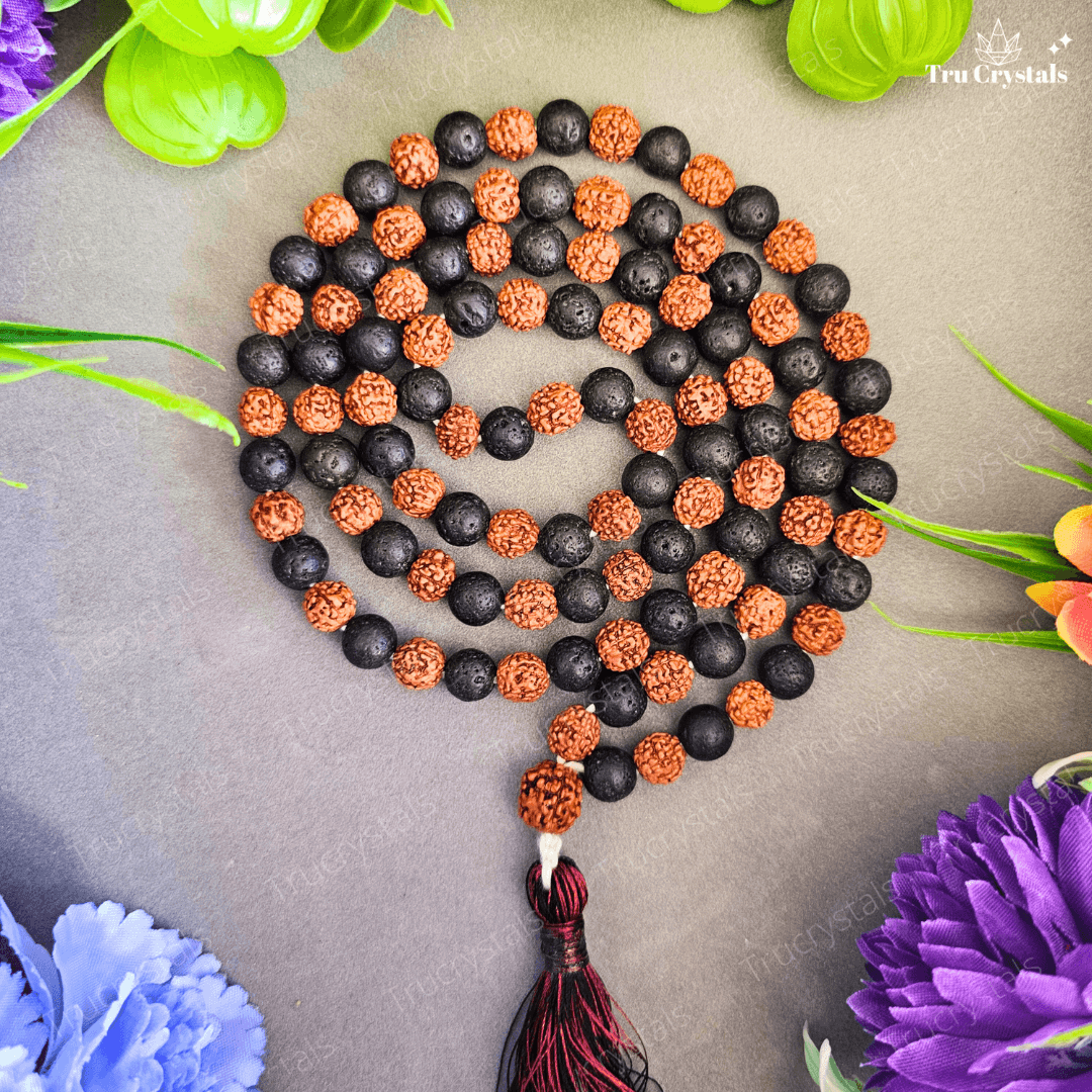 Rudraksha Black Lava Mala For Spiritual Protection