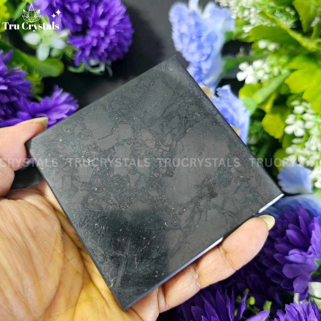 Shungite Flower of Life Plate for EMF Protection (3x3)-With Certificate