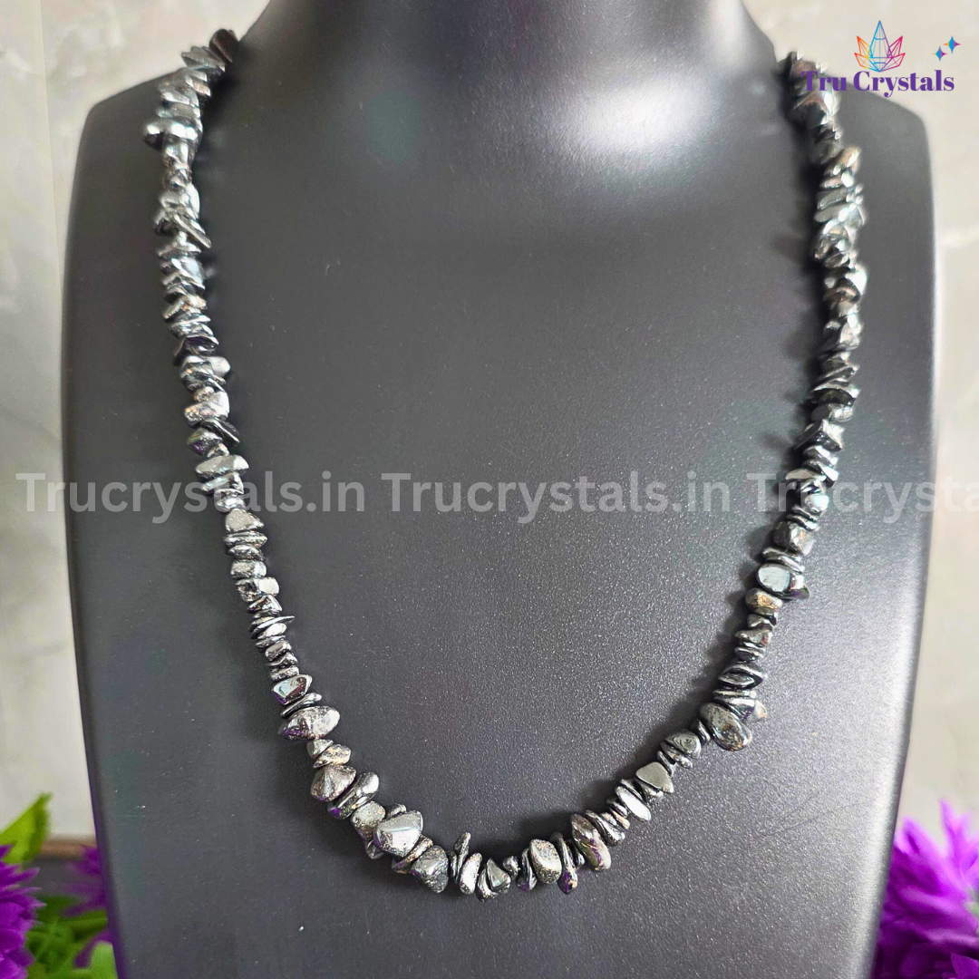 Hematite Chips Necklace – Natural Grounding & Protection Crystal Jewelry