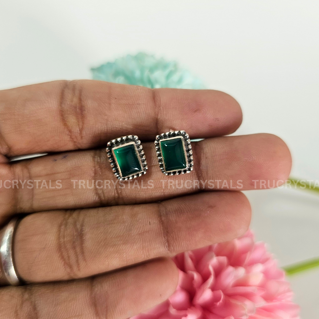 Jade Silver Earrings – 925 Sterling Silver Elegance