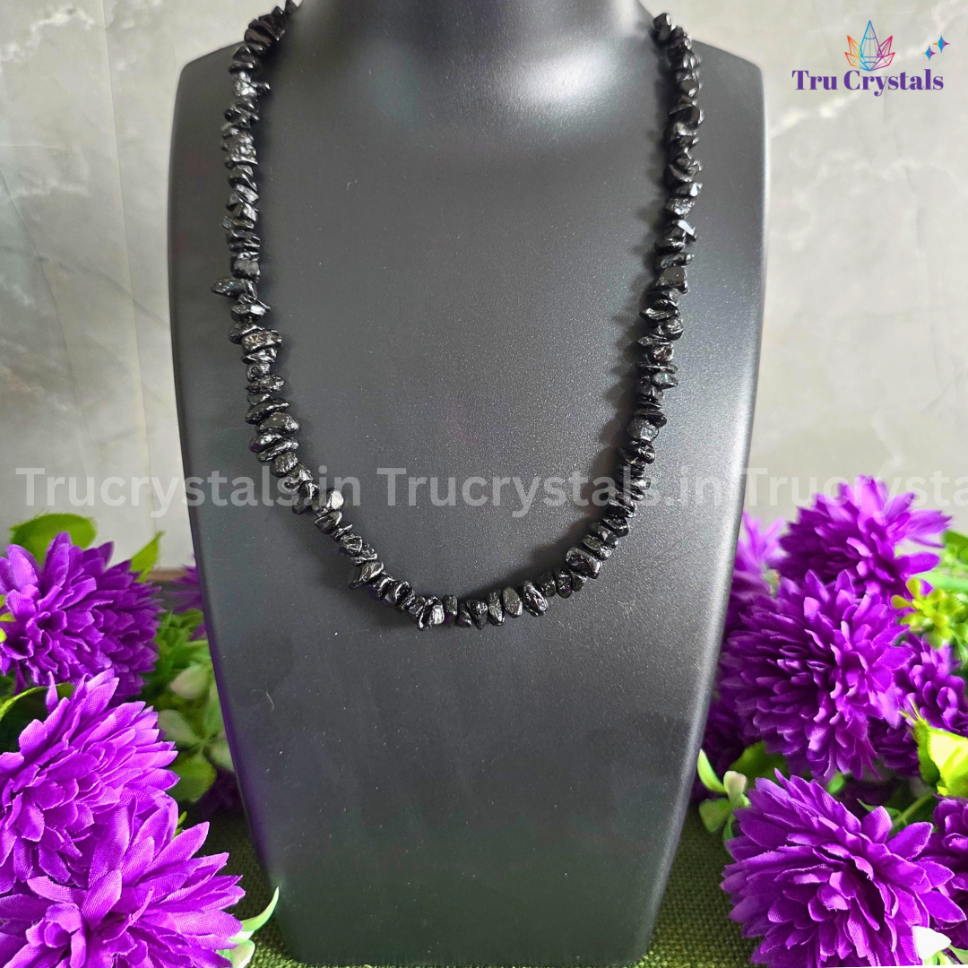 Black Tourmaline Chips Necklace – Ultimate Protection & Grounding Crystal