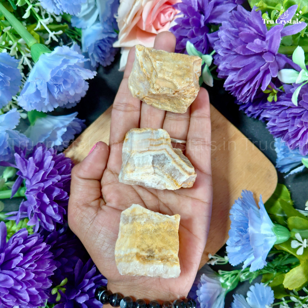 Yellow Lace Agate Rough Stone – Natural Raw Crystal for Joy, Confidence & Emotional Balance