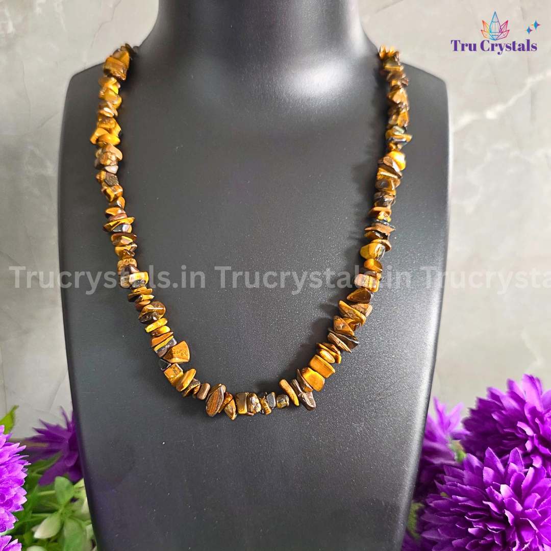 Tiger Eye Chips Necklace – Crystal of Courage, Protection & Confidence