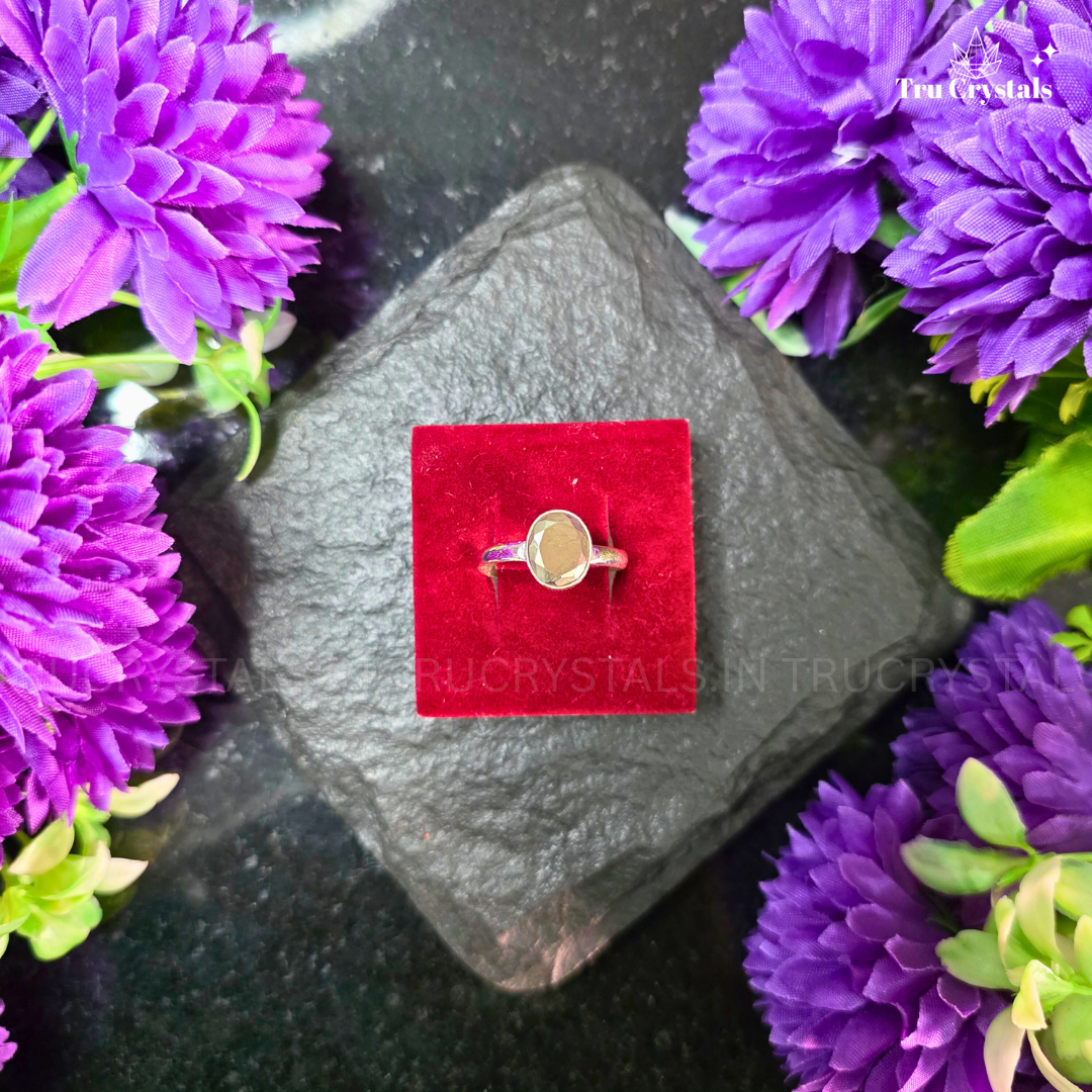 Silver Pyrite Ring Faceted- Oval (Adjustable)