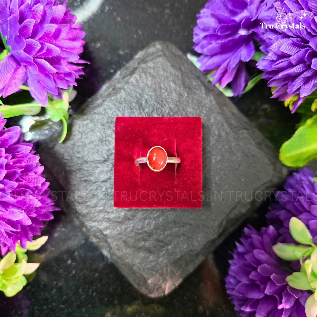 Silver Red Jasper Ring- Oval (Adjustable)