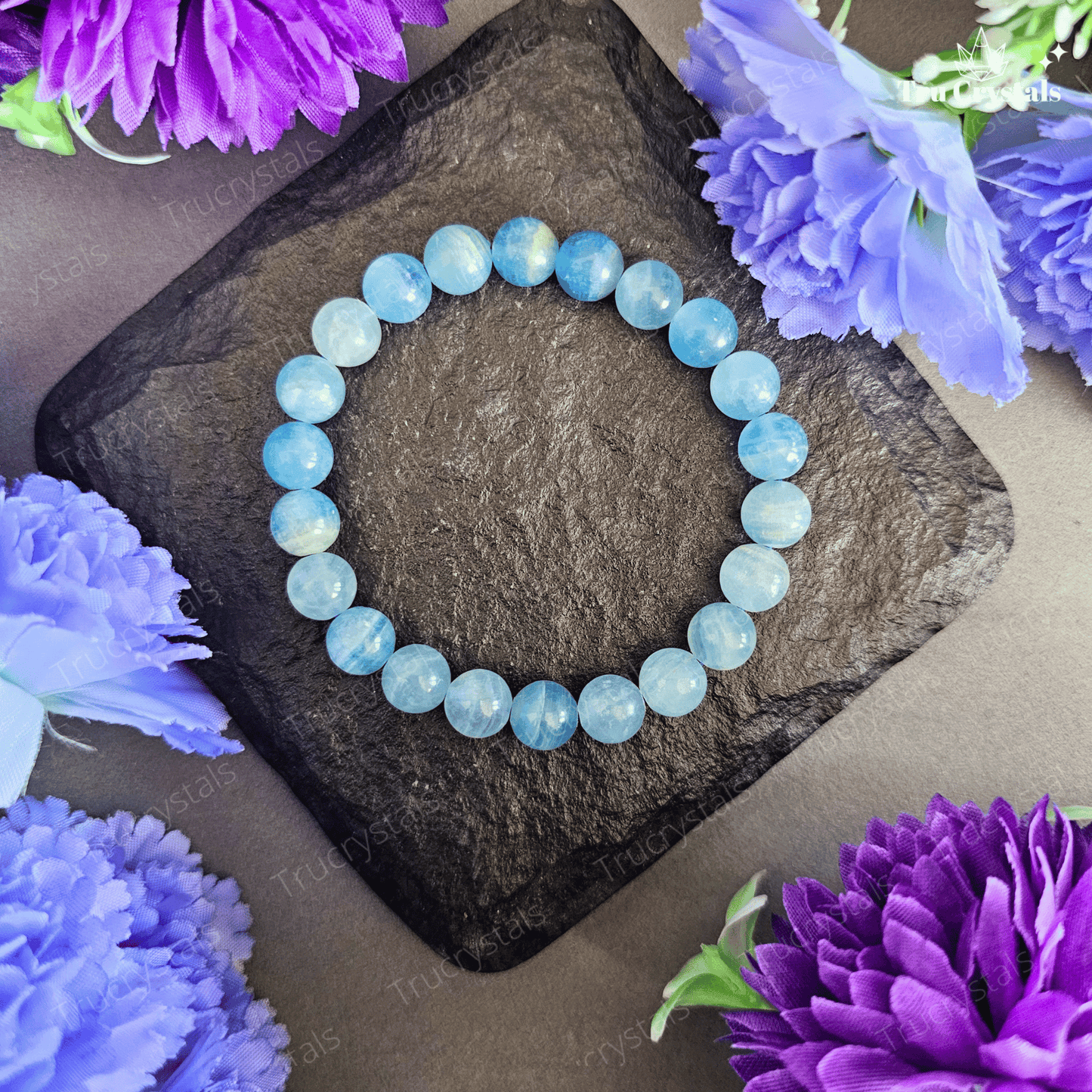 Natural Blue Aragonite Bracelet for Inner Serenity & Tranquility