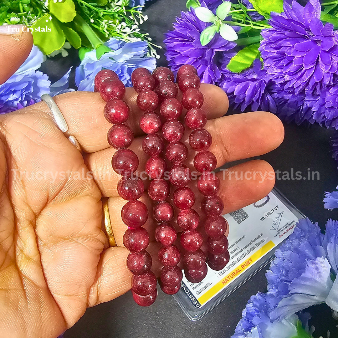 Natural Red Ruby Bracelet Stone of Vitality, Passion & Inner Strength