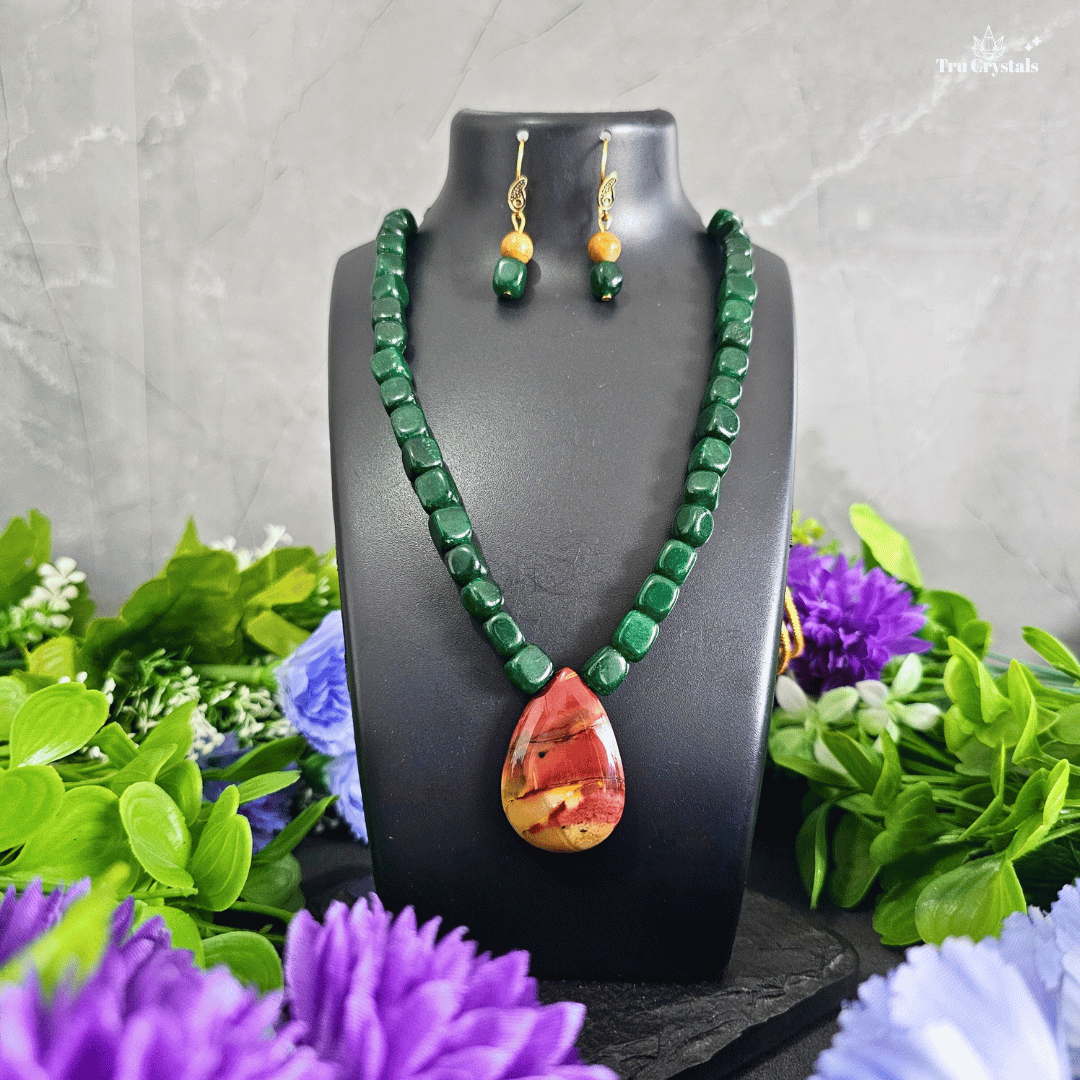 Green Jade Mookite Jasper Necklace –