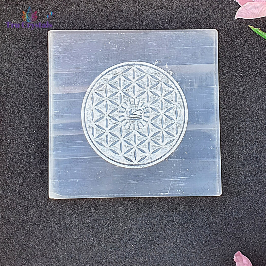 Bracelet Charging Selenite Plate- Eye of Horus (3x3 Inches)