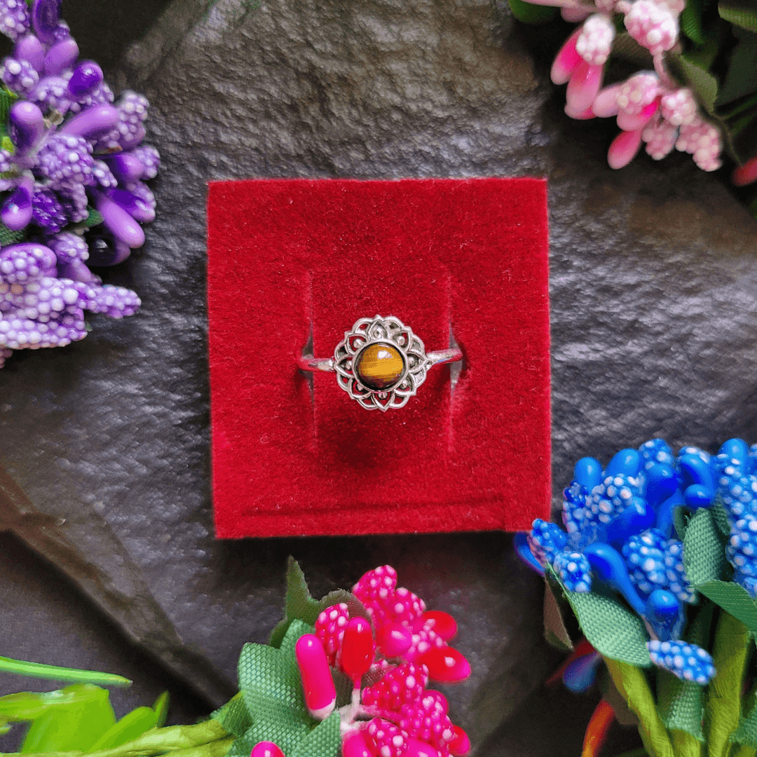 Sterling Silver Tiger Eye Ring (Adjustable)
