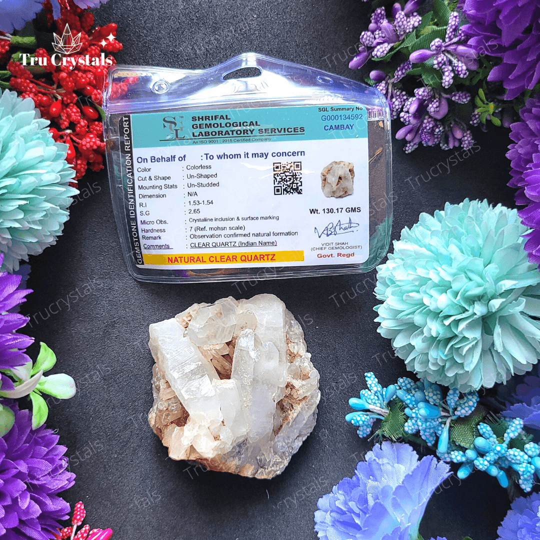 Natural Clear Quartz Cluster (Certified) –