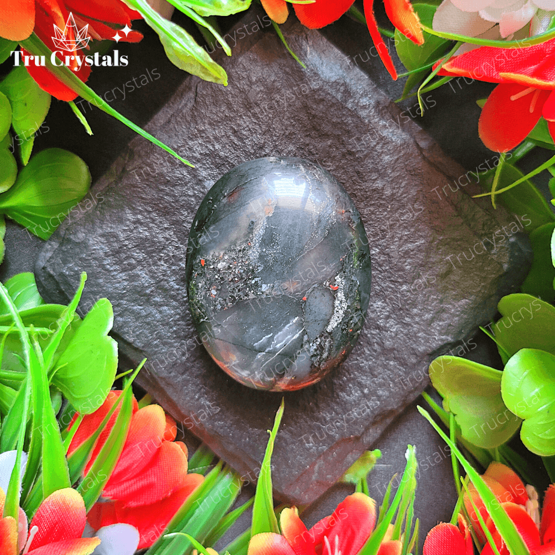 Blood Stone palm stone For Mental Clarity