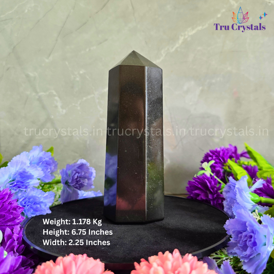 Jumbo Black Obsidian Tower|Protection & Grounding| Brisha (1.178Kgs)