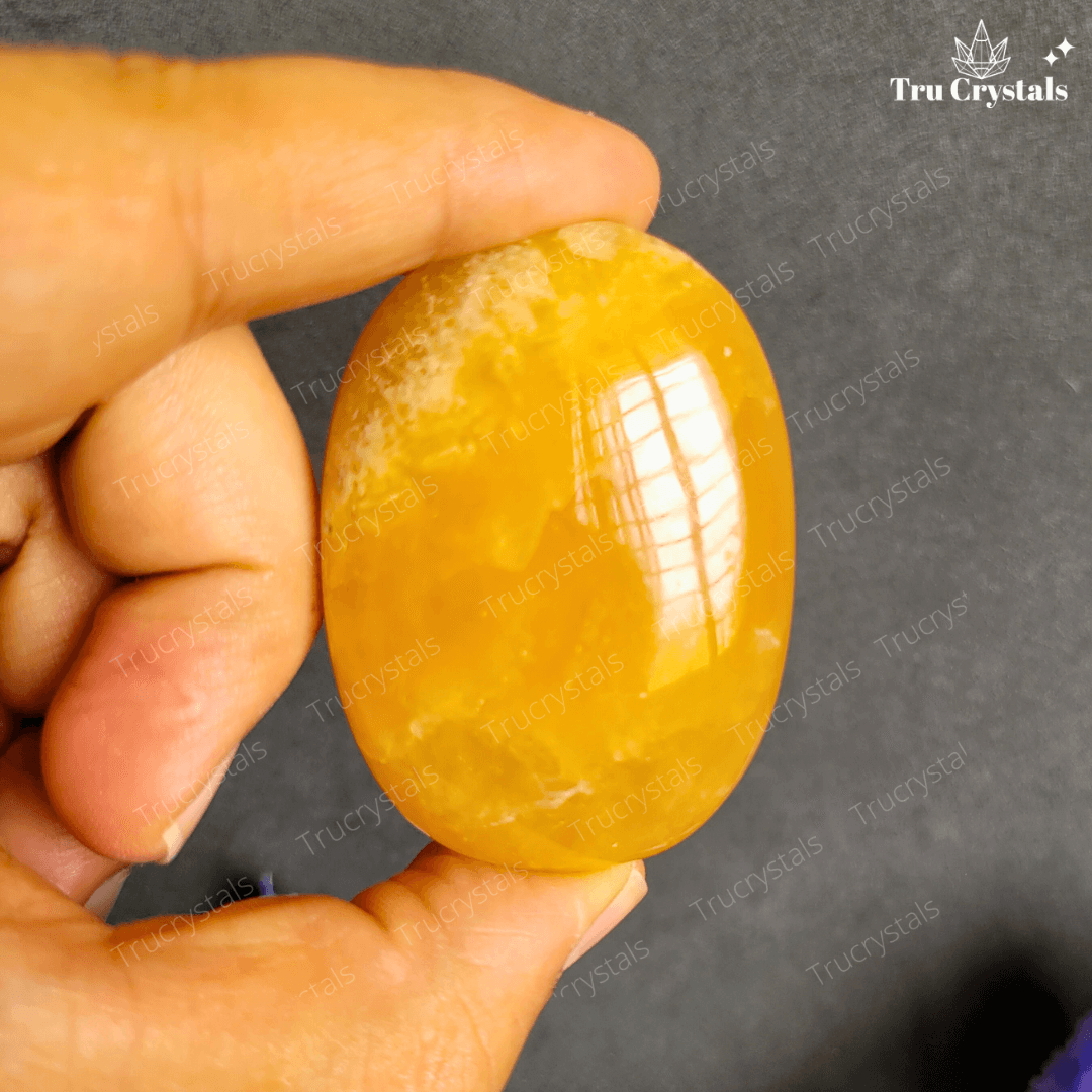 Yellow Calcite Palmstone- To Boost Mental Strength & Clarity