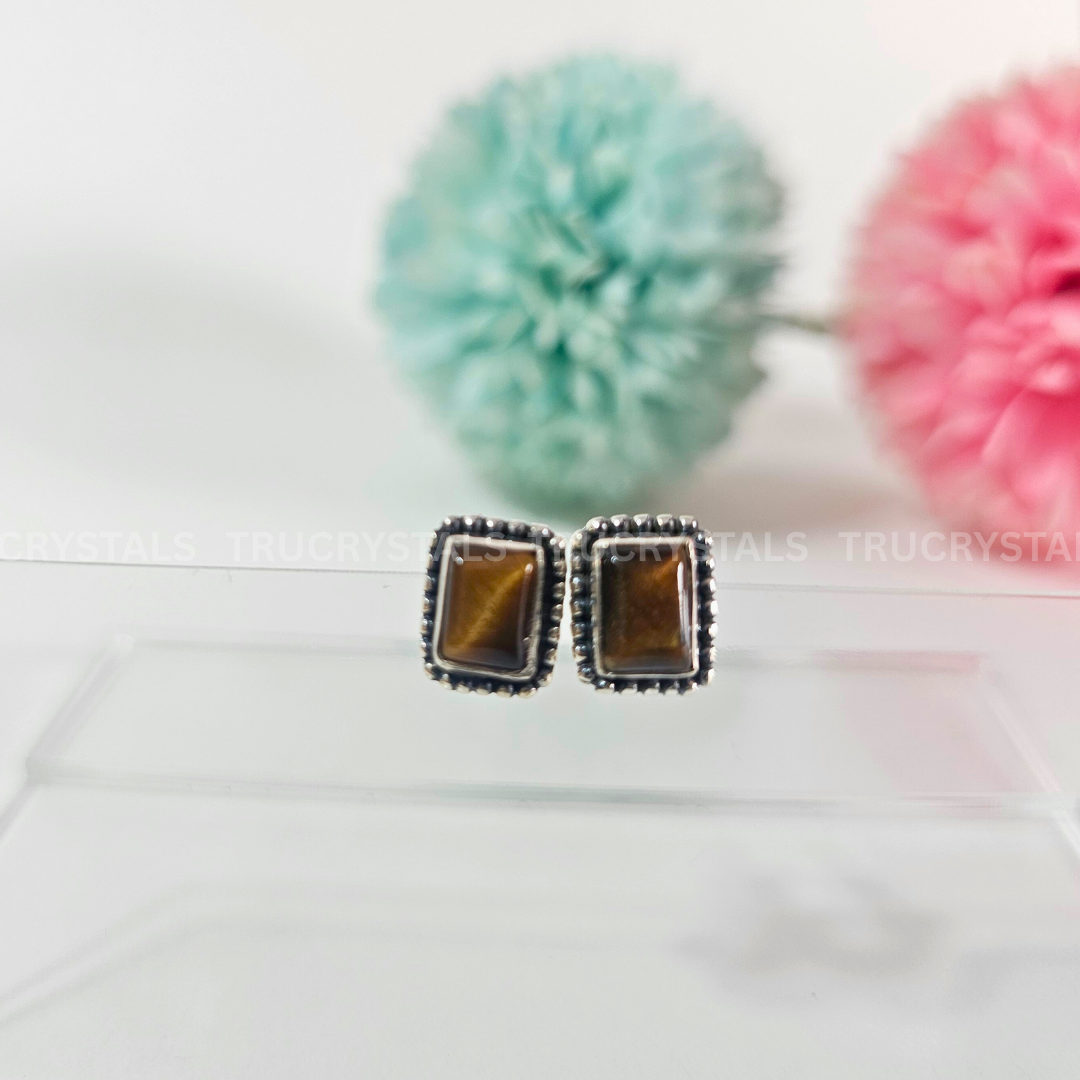 Tiger Eye Earrings – 925 Sterling Silver