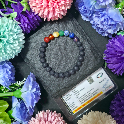 7 Chakra Lava Stone Bracelet — Grounding & Energy Balance