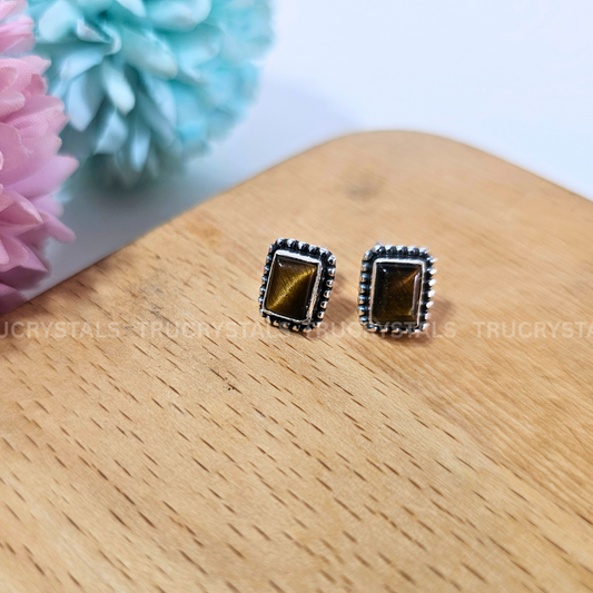 Tiger Eye Earrings – 925 Sterling Silver