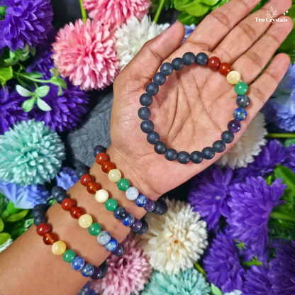 7 Chakra Lava Stone Bracelet — Grounding & Energy Balance