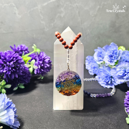 7 Chakra Necklace with Star Tetrahedron Pendant