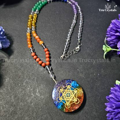 7 Chakra Necklace with Star Tetrahedron Pendant