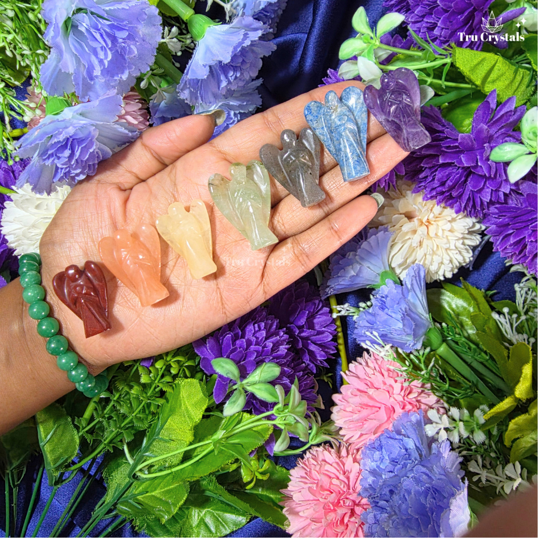 7 Chakra Crystal Angel Set (1 Inch)— Chakra Balance, Protection & Spiritual Harmony | TruCrystals