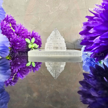Shri Chakra (Shree Yantra) Meru in Clear Quartz(Certified)