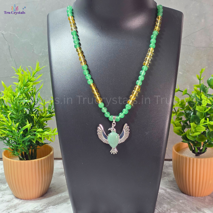 Citrine and Green Aventurine Crystal Necklace
