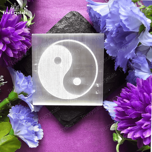 Bracelet Charging Selenite Plate- Yin & Yang (3x3 Inches)