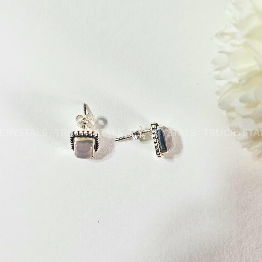 Rose Quartz Earrings – 925 Sterling Silver