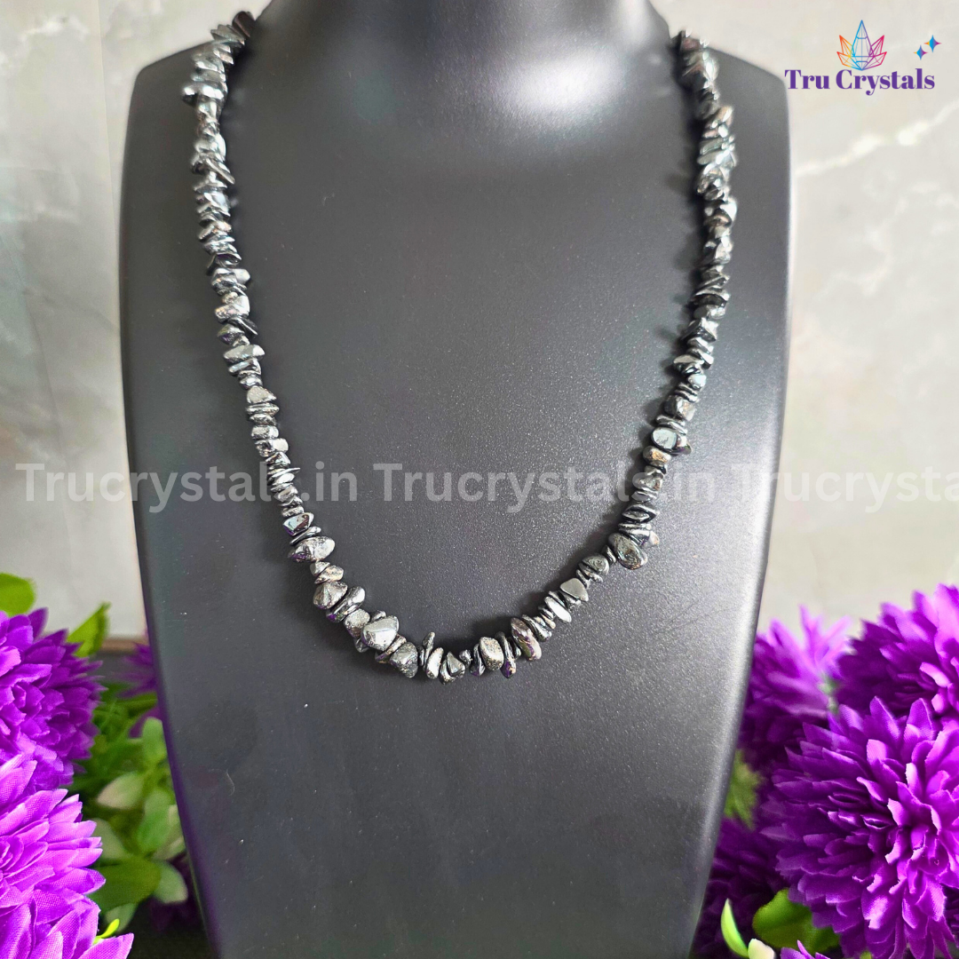 Hematite Chips Necklace – Natural Grounding & Protection Crystal Jewelry