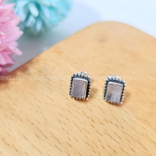 Rose Quartz Earrings – 925 Sterling Silver