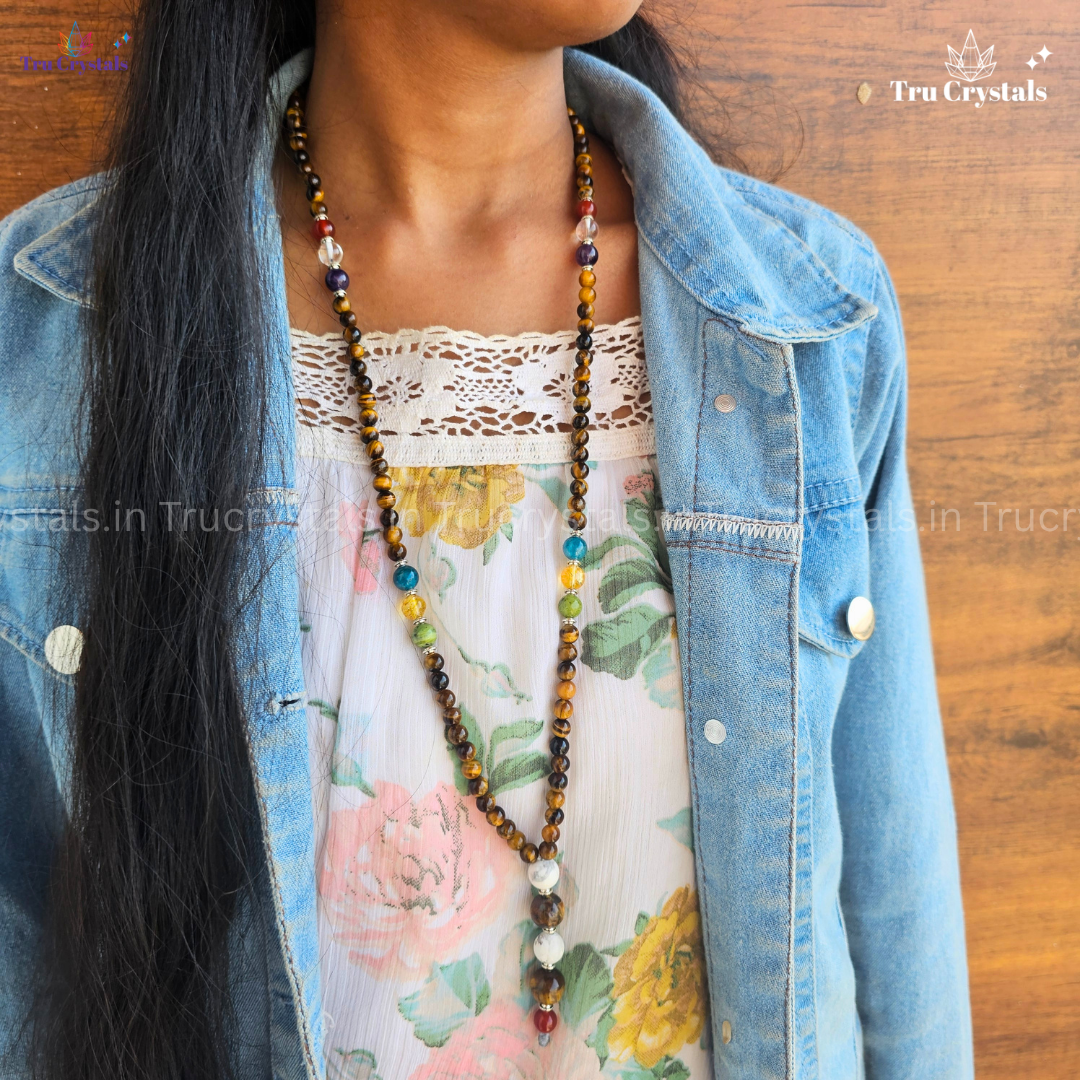 Tiger Eye Multi-Stone Long Necklace – Protection, Confidence & Grounding Energy