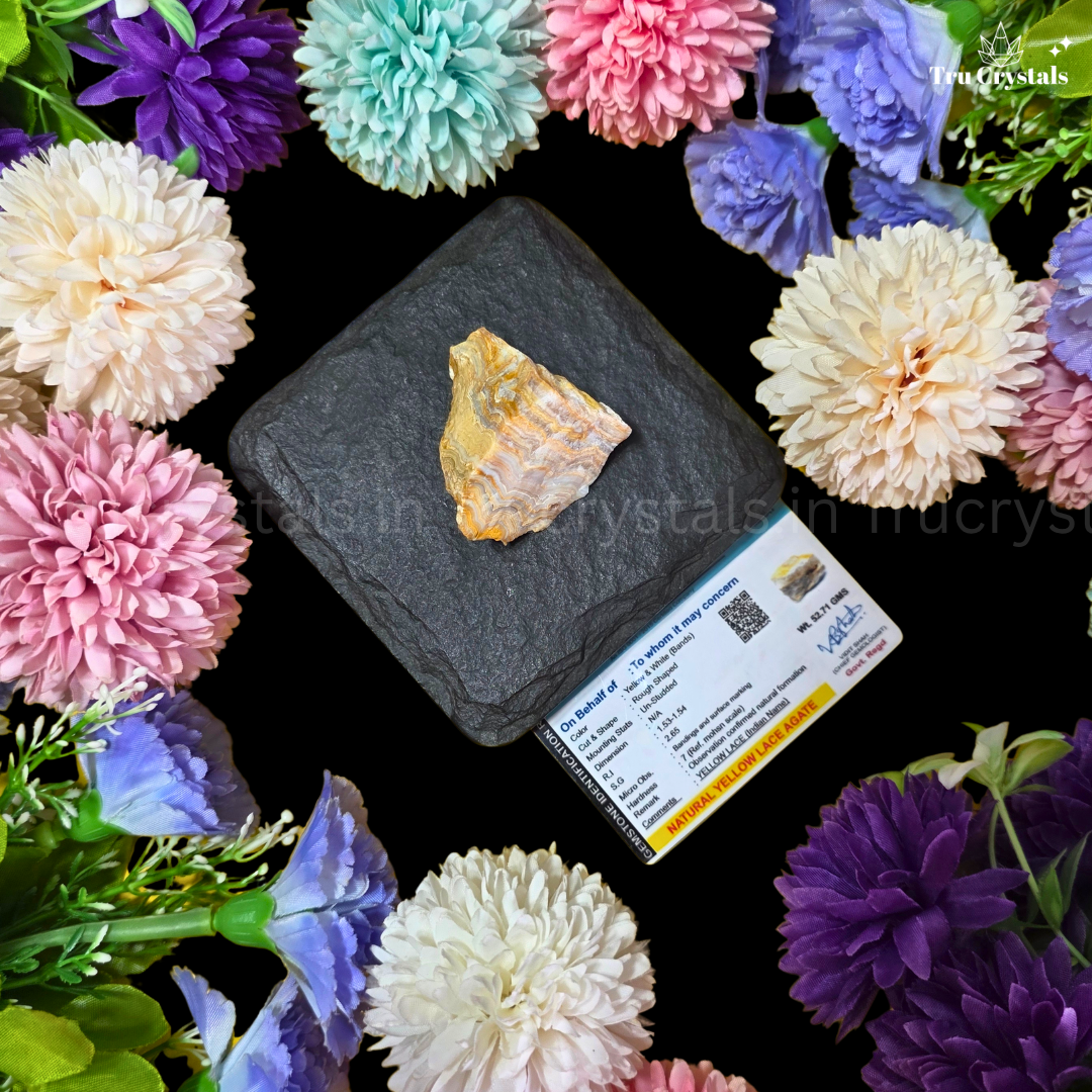 Yellow Lace Agate Rough Stone – Natural Raw Crystal for Joy, Confidence & Emotional Balance