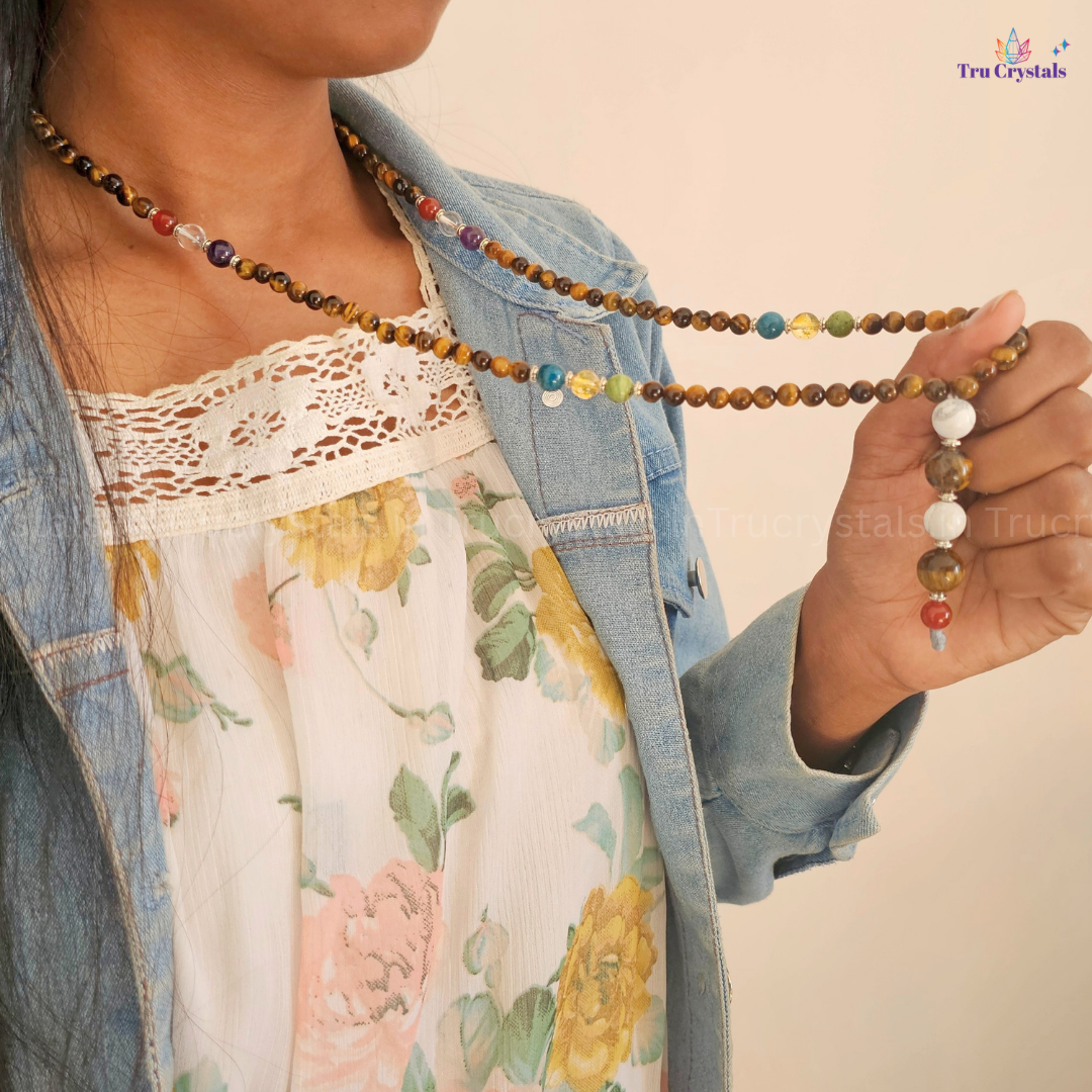 Tiger Eye Multi-Stone Long Necklace – Protection, Confidence & Grounding Energy