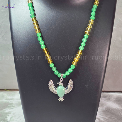 Citrine and Green Aventurine Crystal Necklace