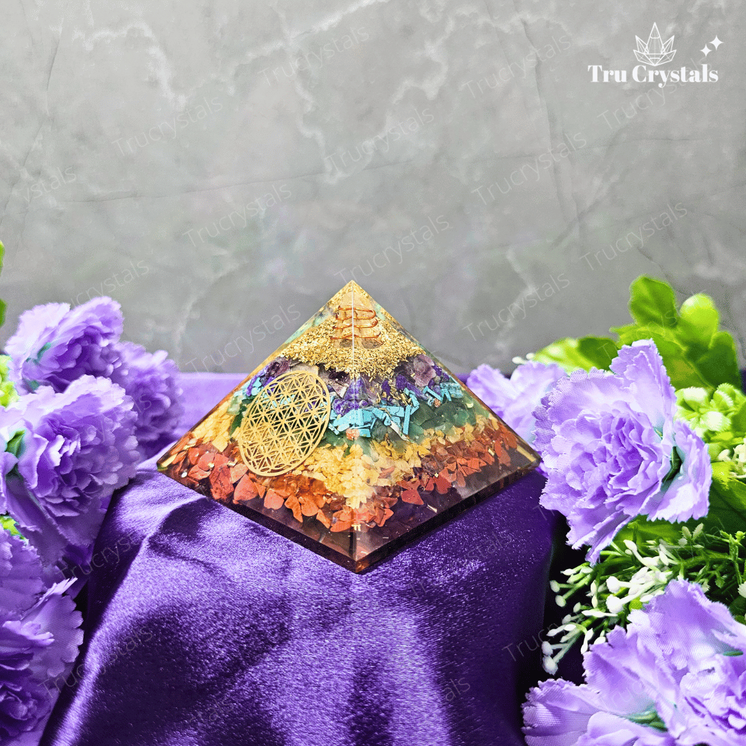 7 Chakra Orgonite Pyramid (Layered)