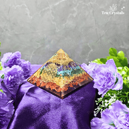 7 Chakra Orgonite Pyramid (Layered)