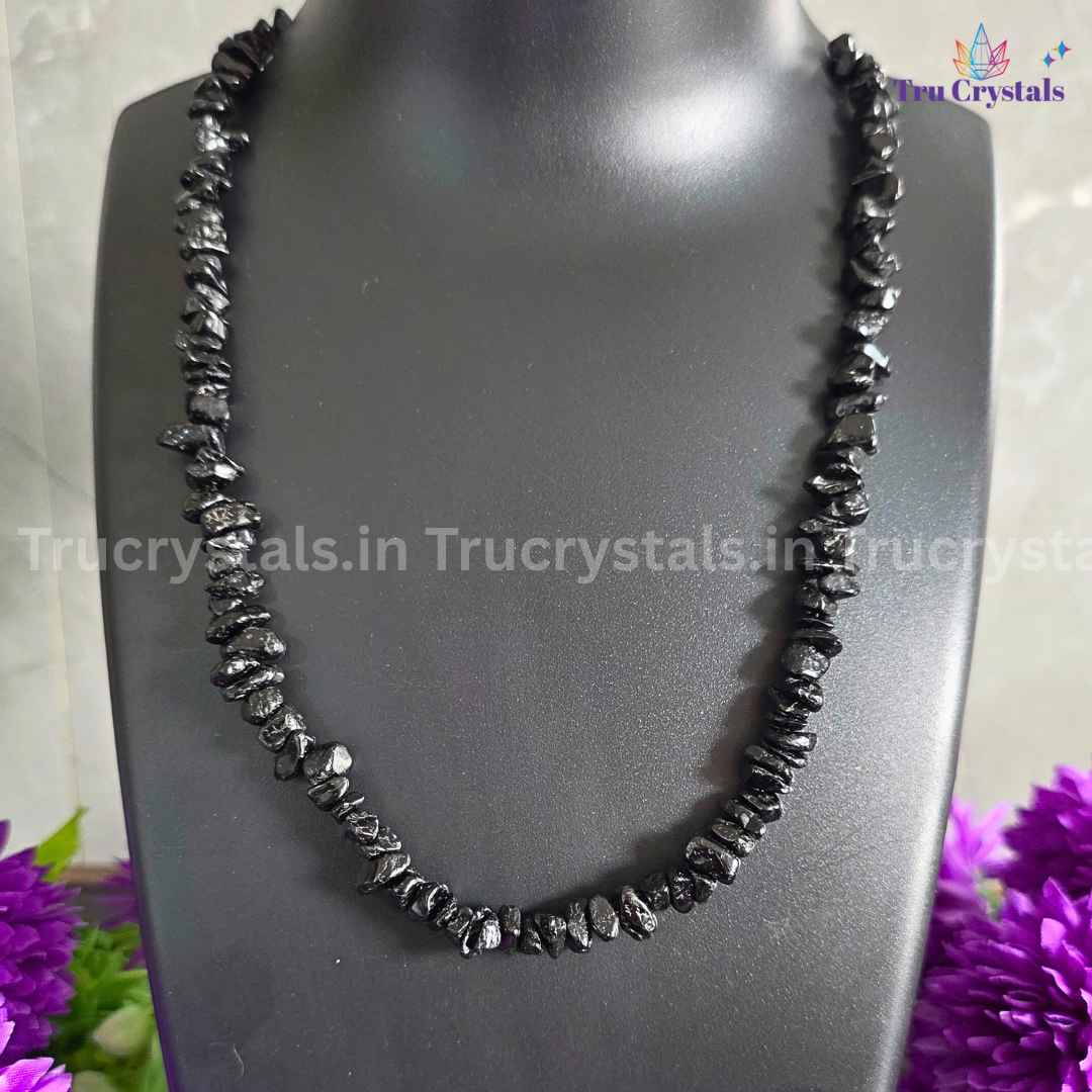 Black Tourmaline Chips Necklace – Ultimate Protection & Grounding Crystal