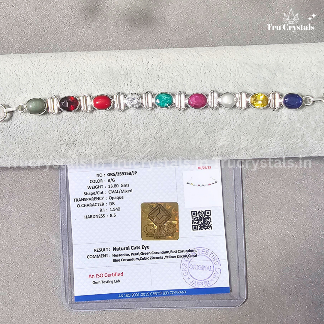 Sterling Silver 9 Graha Bracelet – Harness the Cosmic Balance (Certified)