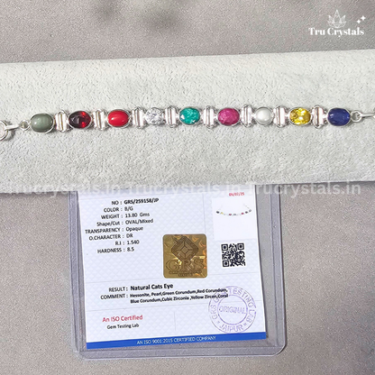 Sterling Silver 9 Graha Bracelet – Harness the Cosmic Balance (Certified)