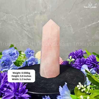 Rose Quartz Tower – Natural Crystal Point for Love(0.558 Grams)