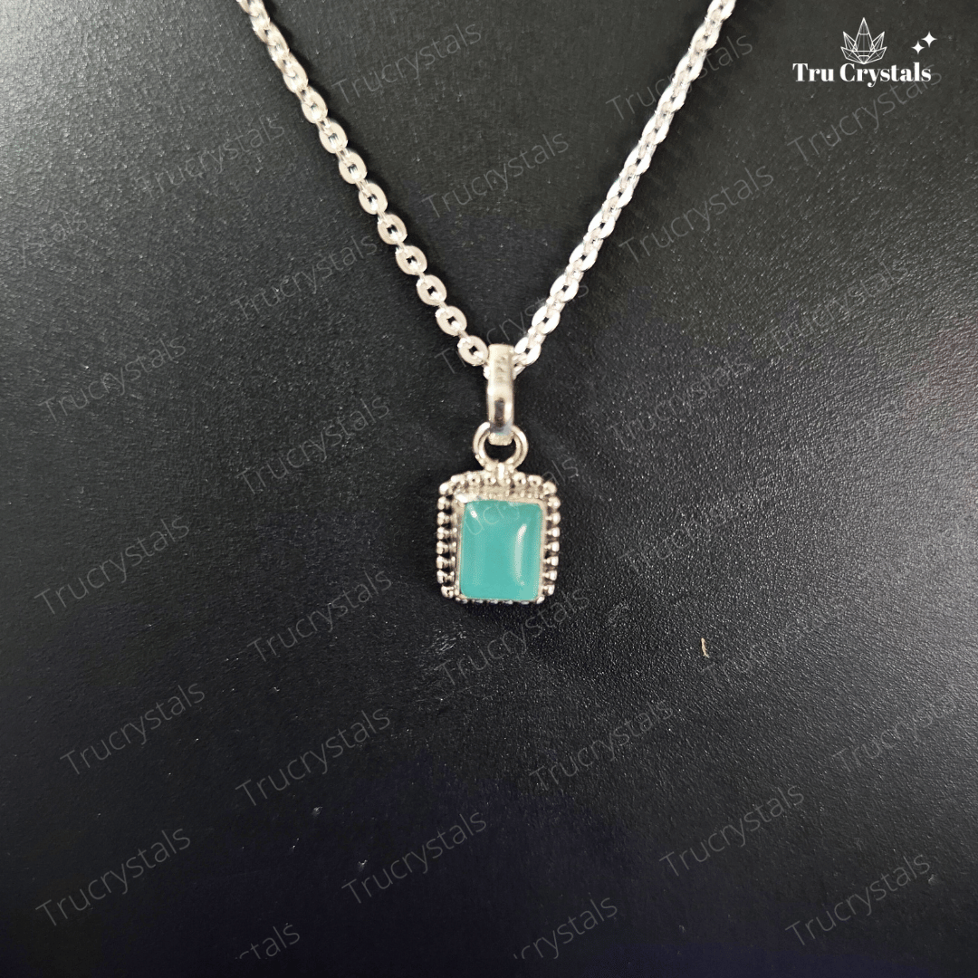 Silver Green Aventurine Square Pendant