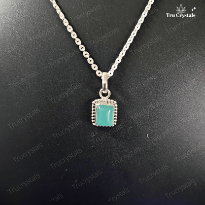 Silver Green Aventurine Square Pendant