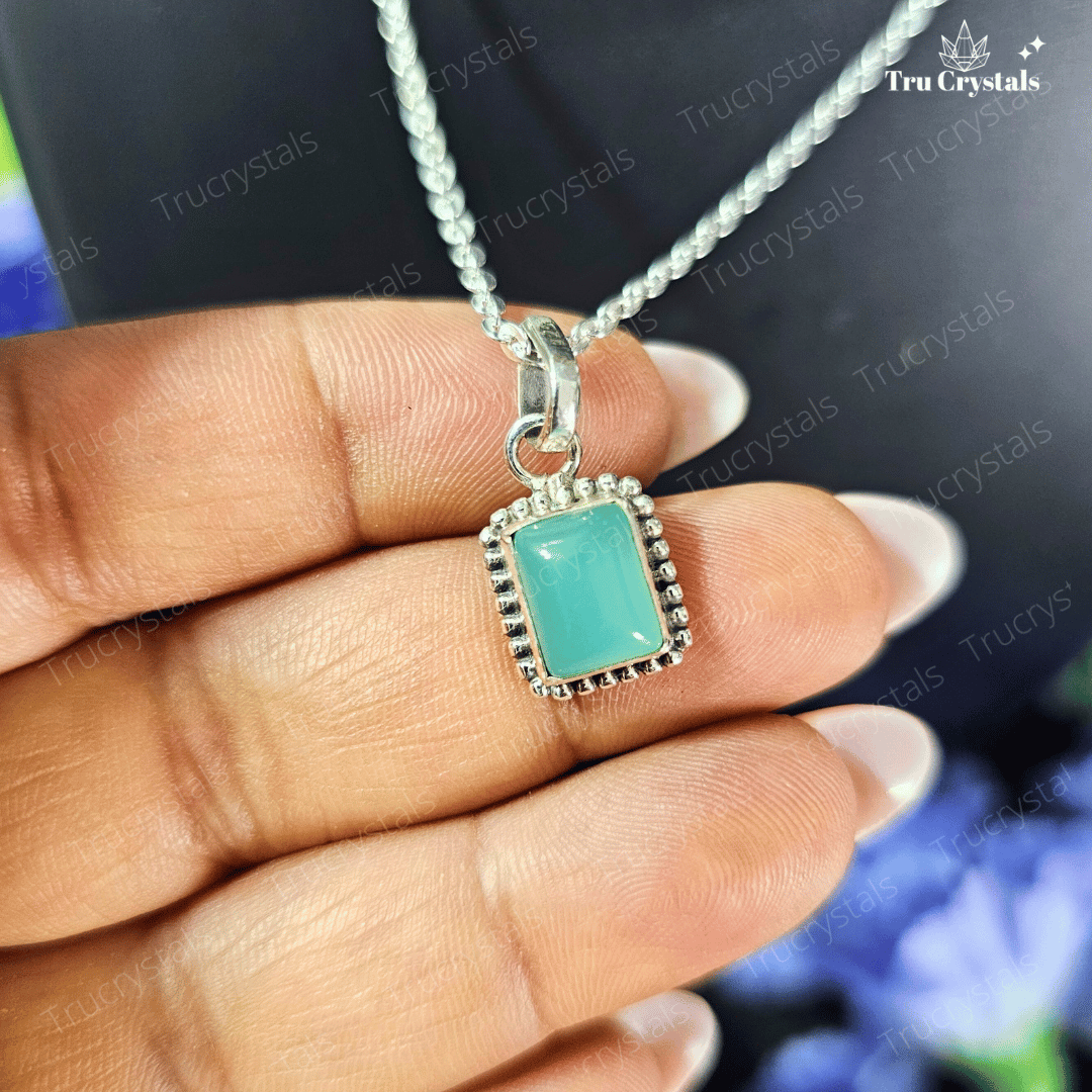 Silver Green Aventurine Square Pendant